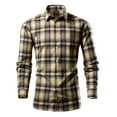 thumbnail image 2 of Fnnxeal Men's Classic Plaid Shirt - Coffee, L Size - Button-Down, Stretchy Nylon Spandex Blend - Casual, Comfortable, Versatile for Everyday & Layered Wear, 2 of 5