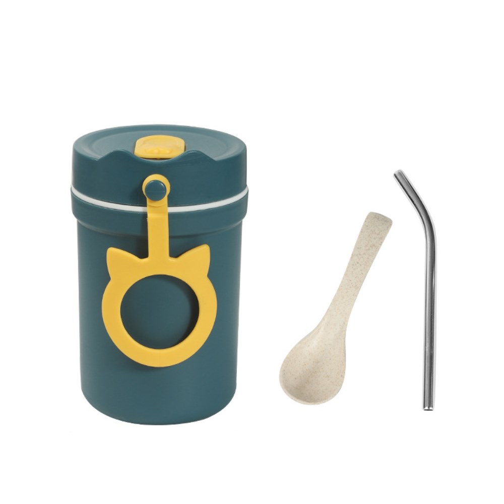 Tukinala Breakfast Cereal Cup Double Oatmeal Cup With Lid Spoon Cup