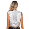 thumbnail image 2 of vastwit Womens Shiny Sequined Hip-hop Jazz Dance Vest Waistcoat Tops Stage Fancy Dress up Costumes Silver 170, 2 of 6