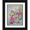 thumbnail image 1 of Zareckaya, Tatiana 15x18 Black Ornate Wood Framed with Double Matting Museum Art Print Titled - Pansies in Pink Vase, 1 of 4
