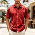 thumbnail image 2 of Men's Paisley Shirts Vintage Floral Button Down Shirt Casual Regular Fit Summer Shirt with Pockets Red XXXL, 2 of 4