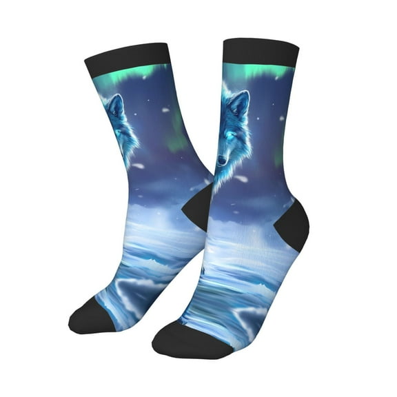 Kids Girls Boys Socks - Aurora Wolf Frozen Lake A Comfort Breathable Crew Socks for Boys Girls Kids, Soft Athletic Running Socks for Boys Socks 6-10 Years Old