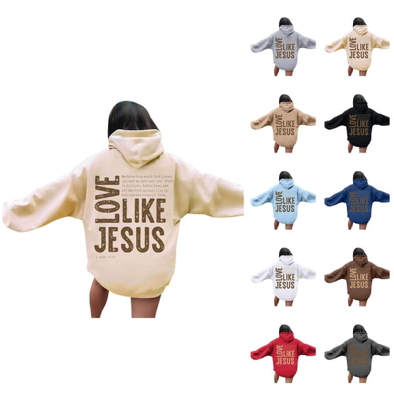 Christian Sweatshirt Hoodies for Women 2025 Fall Winter Long Sleeve Y2K Graphic Hooded Sweatshirt with Pockets Pullover Tops