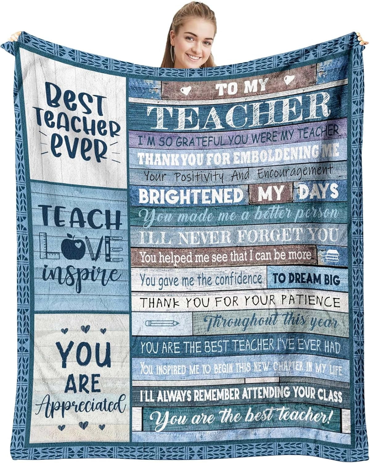 Teacher Gifts for Women Men, Teacher Appreciation Gifts, End of Year Gifts for Teachers from Students, Birthday/Teachers Day Gift Ideas for Teachers, Thank You Teacher Gifts Throw Blanket 60 x 50 Inch