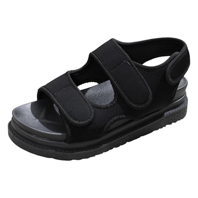 IUJSOY Womens Platform Sandals Adjustable Hook and Loop Strap Open Toe Cushion Footbed Walking Shoes