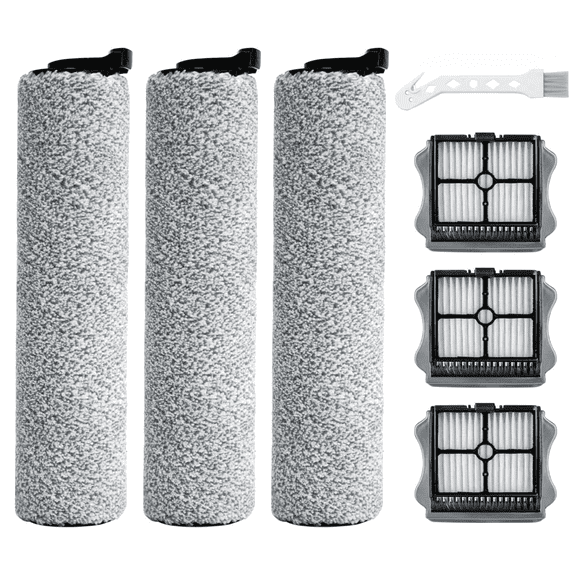 iFloor 3 Roller Brush and Filter Replacement Compatible with Tineco iFloor 3/ Floor One S3 Cordless Vacuum Cleaner, Replacement Parts Include 3 Brush Rollers & 3 Filters