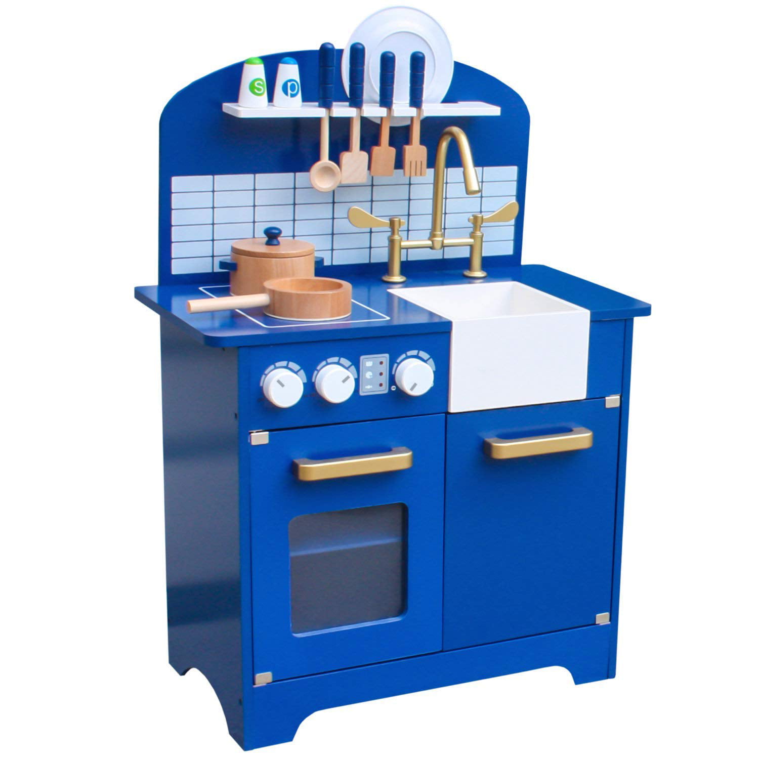 Pidoko Kids Play Kitchen, Navy Blue Toy Kitchen Set with Accessories, Limited Edition - Perfect