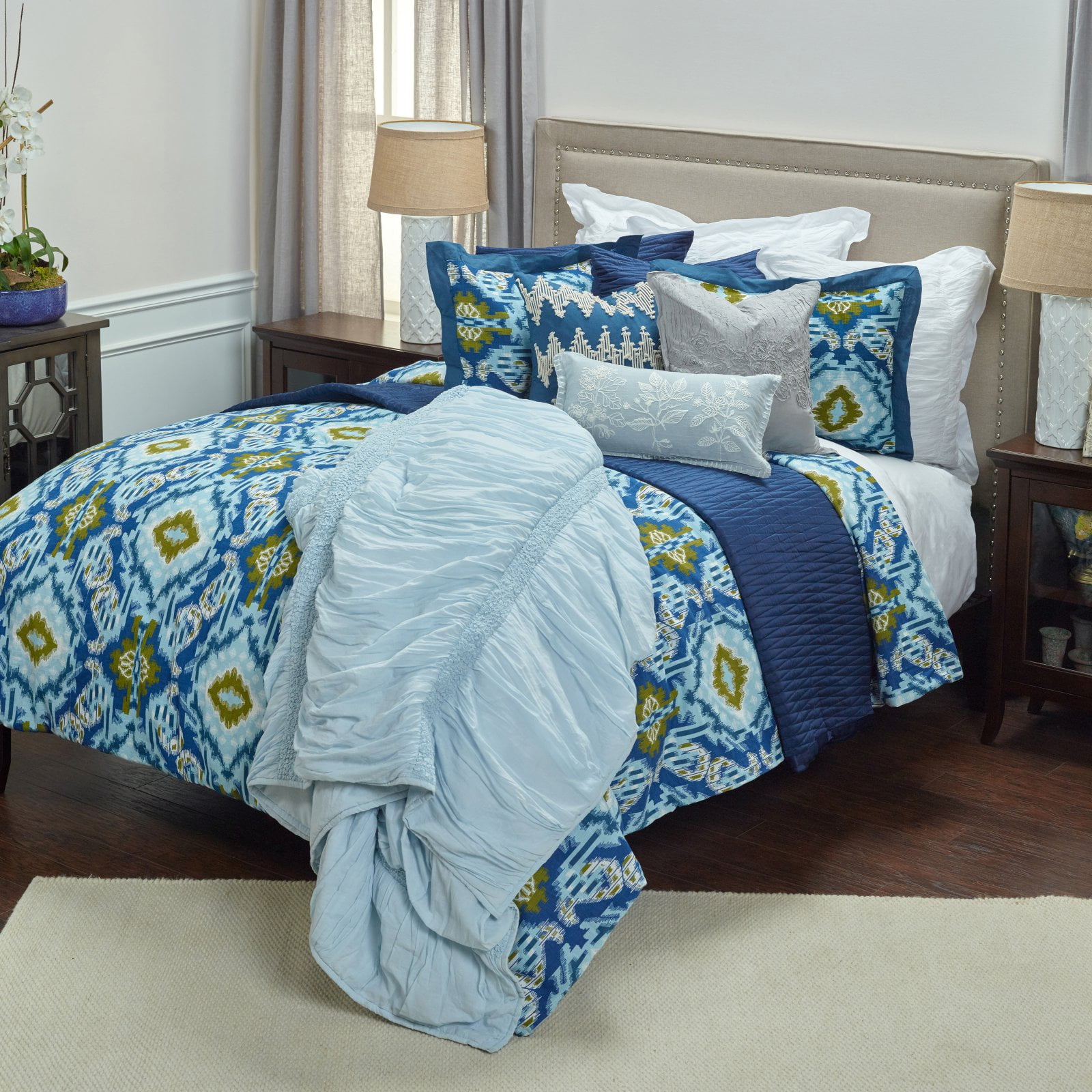 3Pc Comforter Set in Teal (Queen)