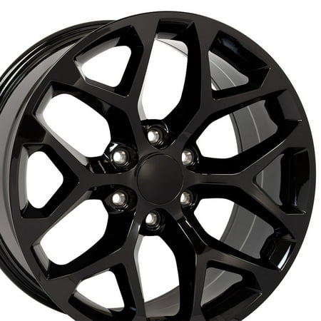 Stock Truck Rims - 20x9 Wheel Fits GM Trucks - GMC Sierra Style Gloss Black Rim, Hollander 5668