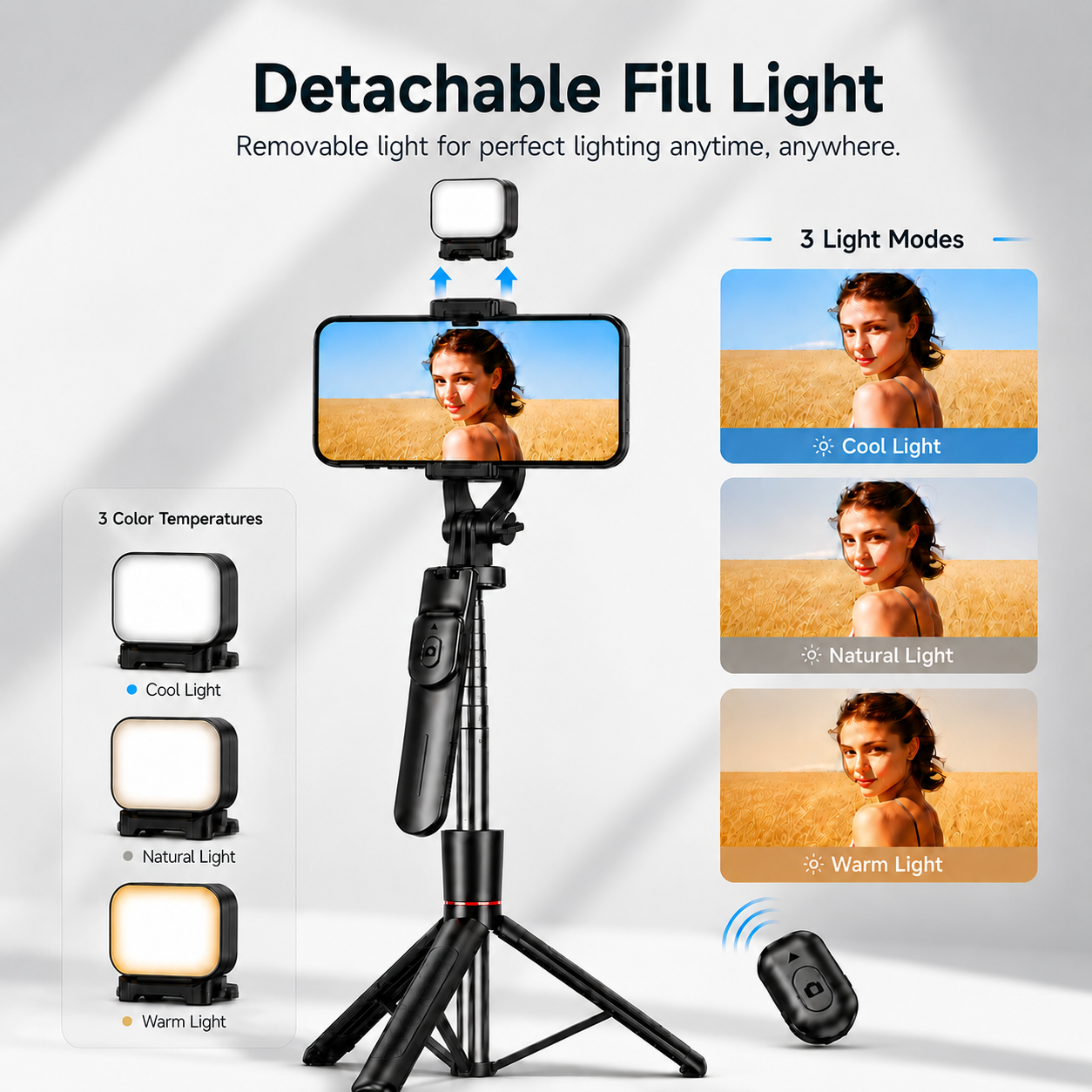 MUNXSRI 67" Phone Tripod with LED Fill Light & Remote photo 5