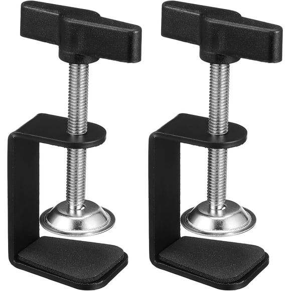 ZOUSSIQI Aluminum C Clamp, Universal C Clamps Heavy Duty C-Clamp Base Stand Mounting Accessory Adjustable Cabinet Clamps Mini C Clamp for Installing Cabinets Tables Desk Mount (2Pcs, CA919-39095