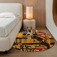 thumbnail image 3 of Black African Women Round Area Rug 3.3 FT, Non Slip Small Entryway Kitchen Mat, Boho Brown Elephant Giraffe Ethnic Washable Soft Circular Rug Non-Shedding Door Mat for Bathroom Playroom Kids Room, 3 of 9