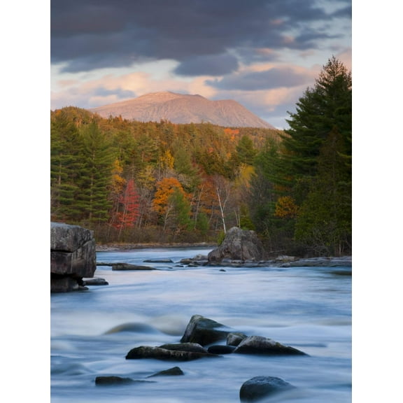 Art.com Maine, West Branch of the Penobscot River and Mount Katahdin in Baxter State Park, USA Photographic Print by Alan Copson, 12" x 16"
