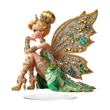 HUONA 2D Acrylic Fairy Ornament Desktop Decoration Home Decor Craft Table Centerpiece with Base