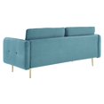 thumbnail image 6 of Tufted Sofa, Velvet, Blue, Modern Contemporary Urban Design, Living Lounge Room Hotel Lobby Hospitality, 6 of 10