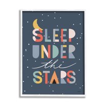 Stupell Industries Sleep Under the Stars Phrase Geometric Block Typography Inspirational Painting White Framed Art Print Wall Art, 16 x 20
