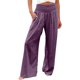 thumbnail image 1 of pantalones de pierna ancha de lino de algodón de verano para mujer pantalones palazzo sueltos con bolsillo pantalones casuales con botones de cintura elástica morado / s, 1 of 5