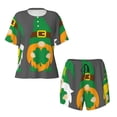 thumbnail image 4 of Lsque Spring St Patrick’S Day Irish Gnomes Women's Short-Sleeved Pajama Set - 2 Piece Soft and Lightweight Sleepwear Set-Large, 4 of 9