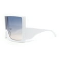 thumbnail image 3 of Womens XL Oversized Curved Shield Low Temple Huge Rectangle Sunglasses White - Navy Brown, 3 of 4