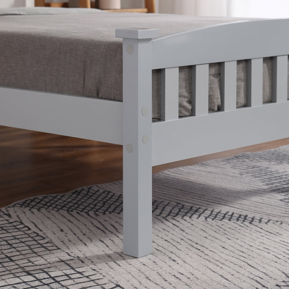 Kadyn Twin Over Twin Bunk Bed, Over Twin Bunk Bed with Headboard, Modern Bunk Bed Frame for Kids Adults, Gray