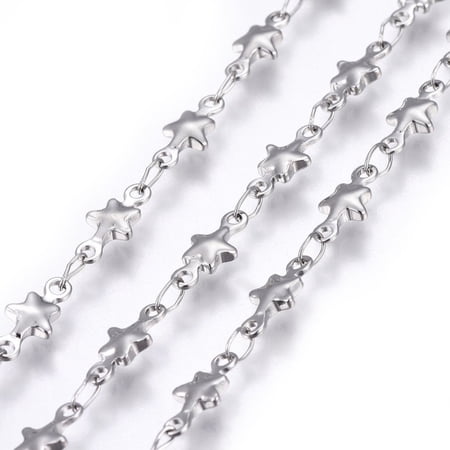 Resistant 304 Stainless Steel Link Chains Soldered Star Stainless Steel Color 10x4.5x2mm DIY