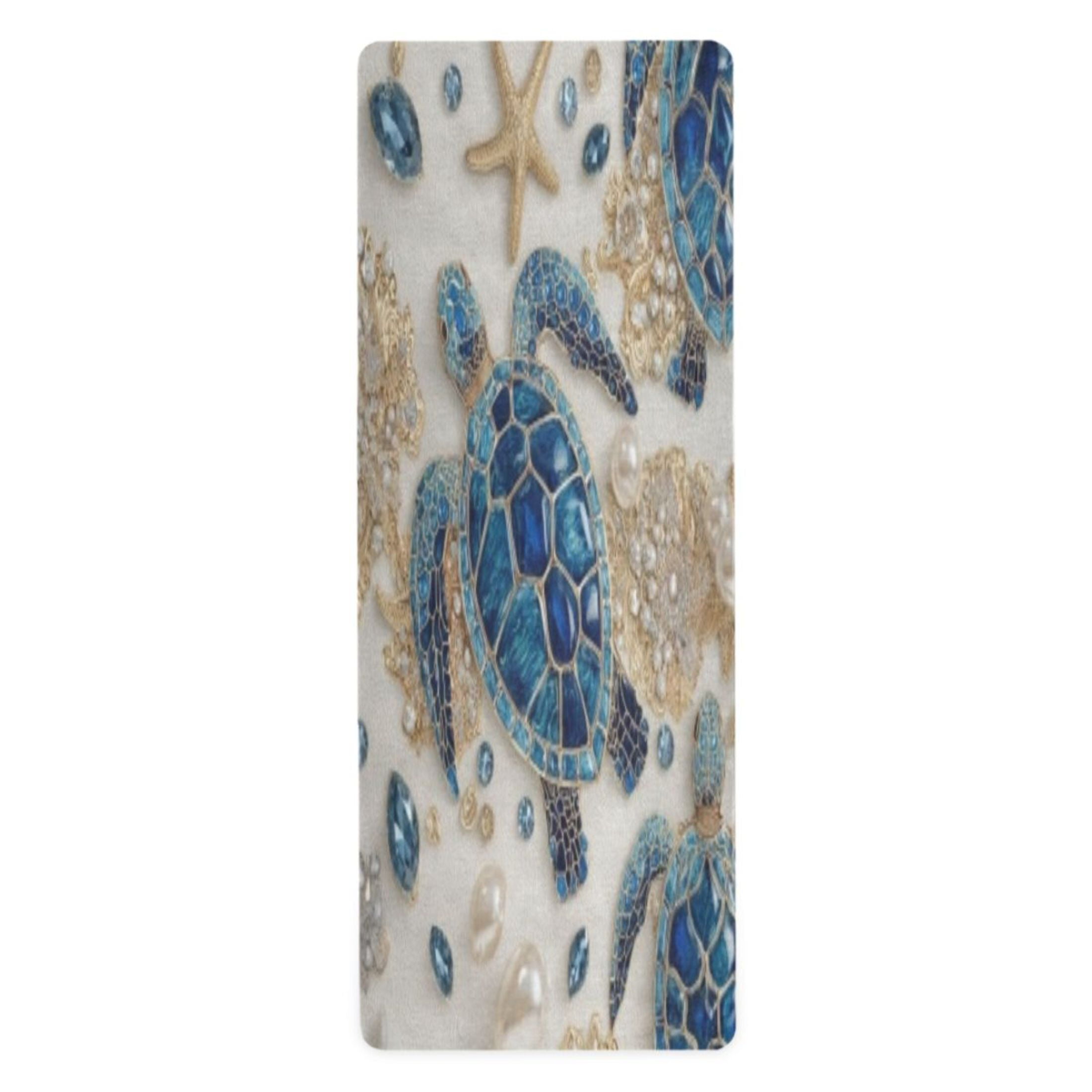 BZSMCE Yoga Mat Women Fitness Mat Cobalt Embellished Turtle Pattern