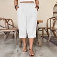 thumbnail image 3 of Bloomae Plus Size Capri Pants Womens Summer Palazzo Harem Capris Pants Drawstring Lantern Beach Pant Ankle Vacation Cropped Pant with Pocket White XL, 3 of 10