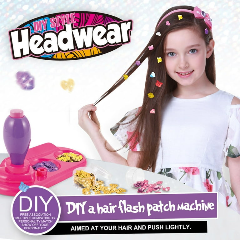 Hair Bedazzler kit with 180 hair buds, bing gem machine, stamper for hair  gems, for children girls (hair Bedazzler) (1.hair beadazzler)