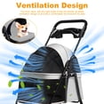 thumbnail image 4 of Tereitr Pet Stroller for Small Dogs & Cats, 4 Wheel Outdoor Travel Folding Dog Stroller with Cup Holder, Visible Mesh Windows, Rear Wheel Brakes, Pets Up to 33 lbs, Grey, 4 of 9