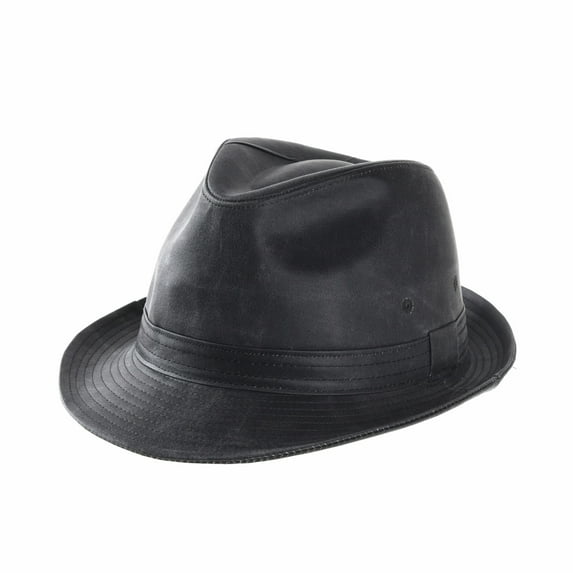 WITHMOONS Fedora Hat Vintage Weathered Leather Indiana Jones AC6387 (Black, L)
