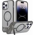 thumbnail image 1 of Funda con Soporte Magnético invisible, Delgada Mate, para iPhone 14 Pro Max, Gris, 1 of 7