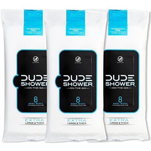 Toallitas para ducha Dude sin perfume con aloe, 8 unidades (paquete de 3)
