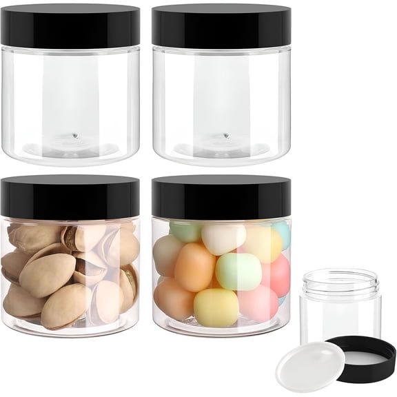 ACDANC Plastic Container Jars with Lids 2 Oz Empty Round Cosmetic Containers Jars 4 Pcs Leak Proof Travel Storage Sample Container for Lotions Cream Ointments Making