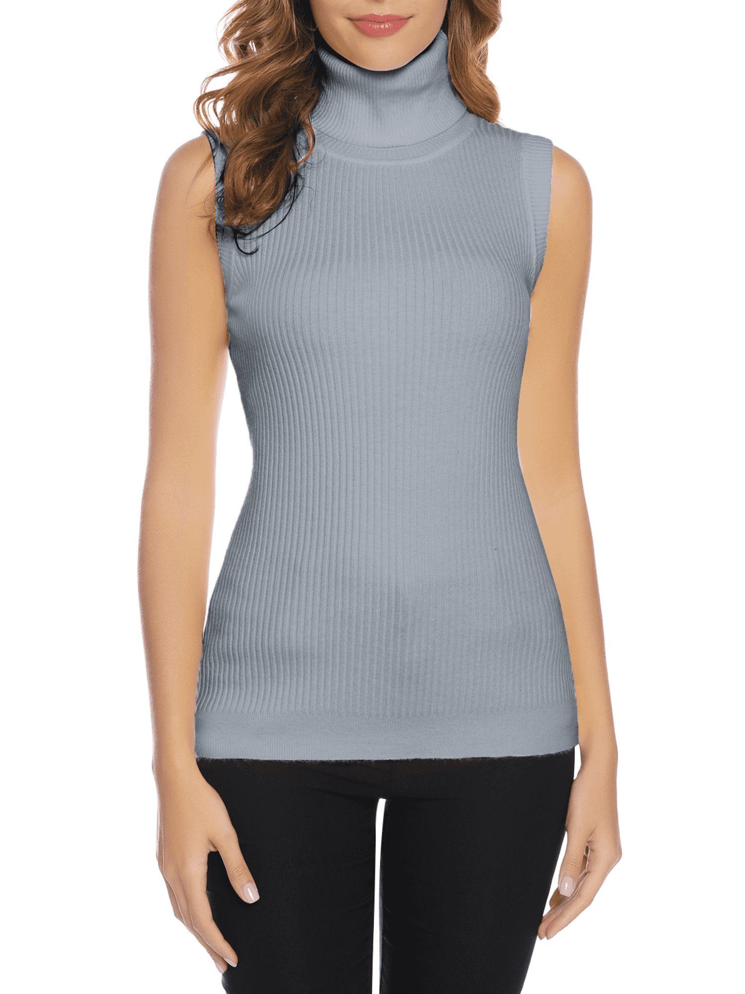Abollria Women's Sleeveless Turtleneck Sweater Vest, Size: Medium, Green
