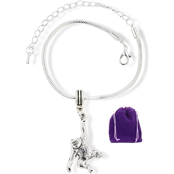 Emerald Park Jewelry Monkey Bracelet | Stainless Steel Snake Chain Charm Bracelet