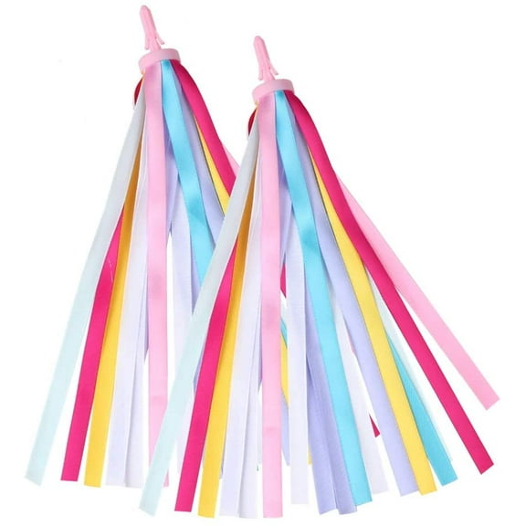 MINI-FACTORY Kids Bike Streamers Bicycle Scooter Front Handlebar Tassel Ribbon Decoration for Girls - Multi-colors