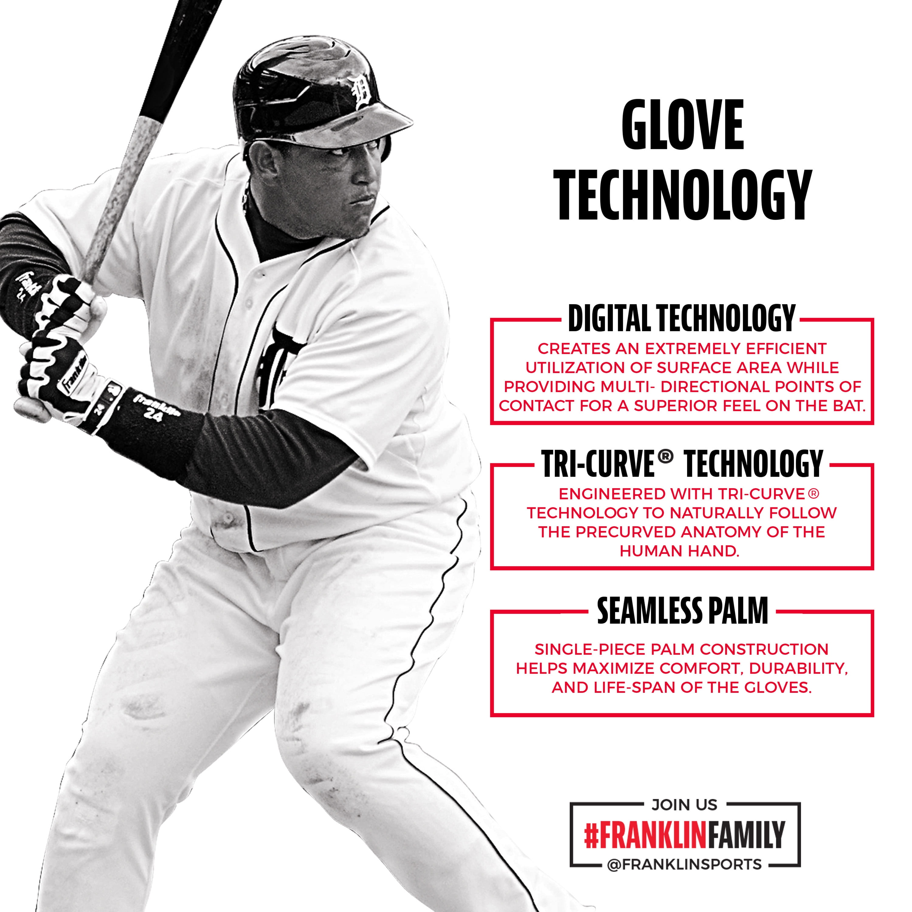 Franklin Sports MLB Free Flex Baseball Batting Gloves - Black/Gray/White - Youth Small - 1 Pair