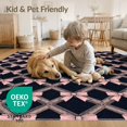 thumbnail image 4 of ODIKA 8'x10' Washable Area Rug Non-Slip Chair-Friendly Mat Pink Delicate Ribbon Themed Symmetrical Polka Dot Shaped for Dining Room, Large Office, Lounge, 4 of 7