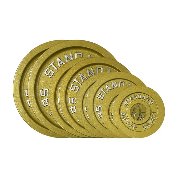 85LB Gold Olympic Steel Plates - 2 Inch Barbell Standard  Weight in Premium Gold Finish