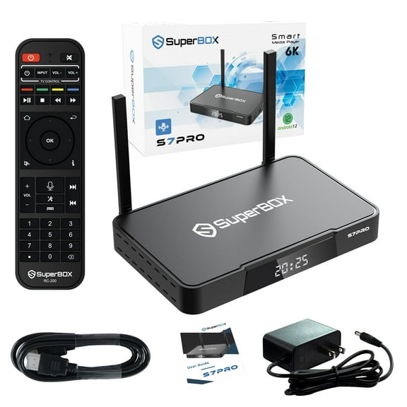 Latest 2026 Super-Box S7 Pro Fully Loaded,2026 Newest Pack,4G 32G Powerful Smart Box,Time Shift, Parental Control Time,Super Powerful TV Box with Voice Remote Control,Ideal for Home