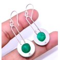 thumbnail image 2 of Emerald Designer Handmade (Simulated) 925 Sterling Silver Earring 2.15" E32, Gemstone Silver Jewelry, New Year Sale, Valentin's Day Gift, 2 of 2