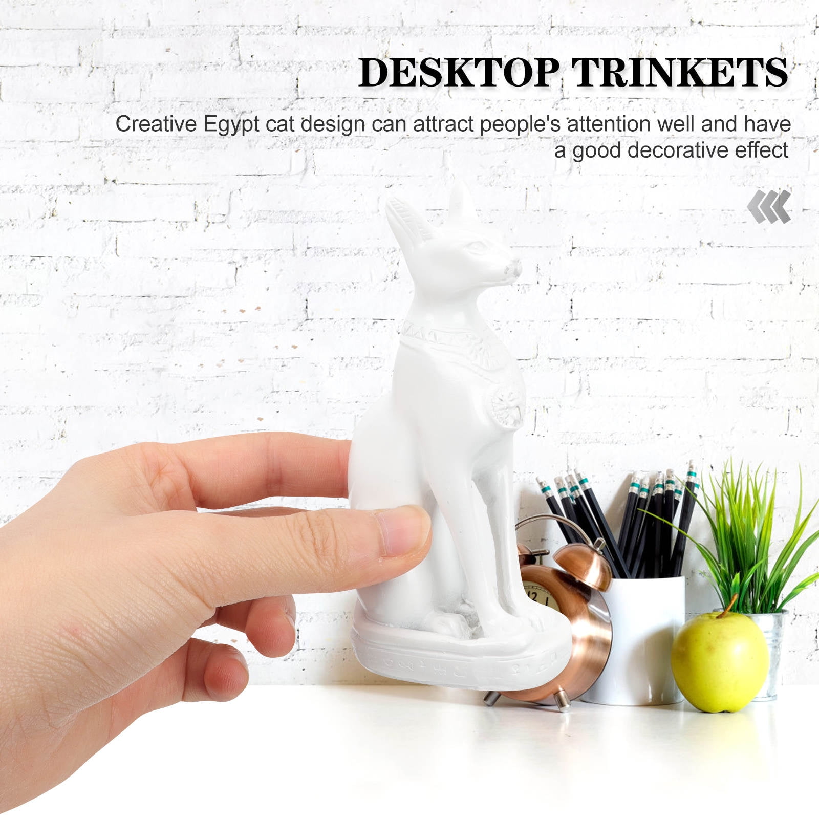 BESTYASH White Egyptian Cat Resin Figurine Decorative Statue for Tabletop Home and Office Decor