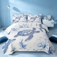 thumbnail image 2 of Erosebridal Sea Turtle Twin Quilt Set, Marine Wildlife Twin Coverlet Set, Reversible 2 Pieces, 1 Bedspread and 1 Pillowcase, 2 of 7