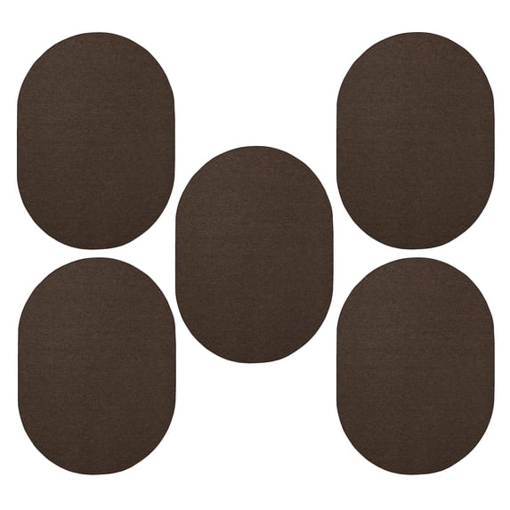 Furnish My Place Modern Indoor/Outdoor Commercial Solid Chocolate Rug, Modern Area Rug, Baby Nursery Mat, Pet-Friendly Carpet for Living Room, Playroom, Made in USA, 2' x 3' Oval - Set of 5