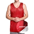 thumbnail image 3 of Ma Croix Men's Reversible Basketball Jersey Premium Moisture Wicking Mesh Practice Tank Top Small, Red, 3 of 8