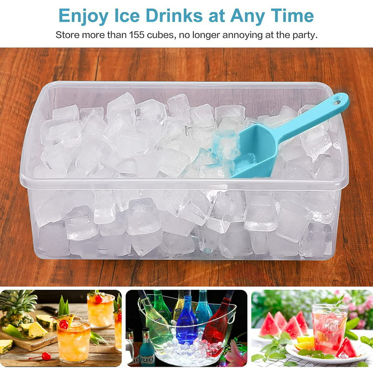 Hometimes Ice Cube Tray with Lid and Bin for Freezer, Easy Release 55  Nugget Ice Tray with Cover, Storage Container, Scoop. Perfect Small Ice  Cube