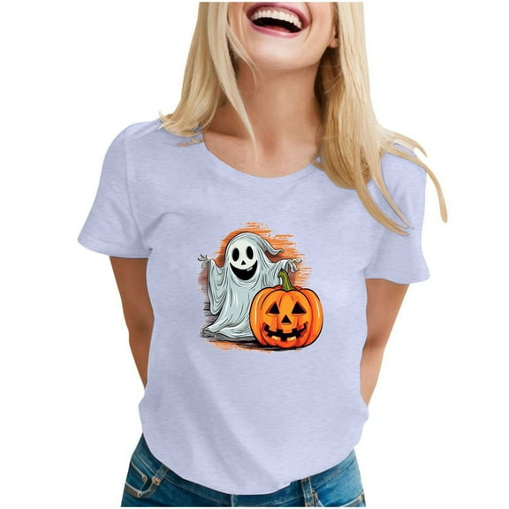 Women's Halloween Graphic T-Shirt Cute Printed Fashion Tee Casual Comfortable Ladies Top