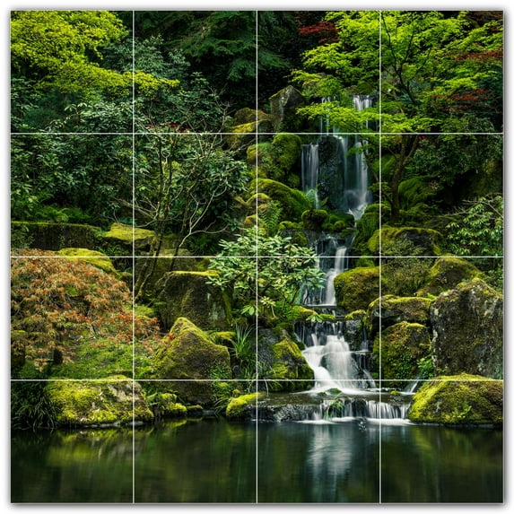 Picture-Tiles.com: Waterfalls Ceramic Tile Wall Mural WAL501103-44L. 32"W x 32"H using (16) 8" x 8" Ceramic Tiles-Satin Finish