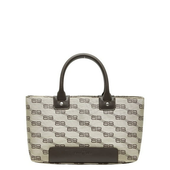 Pre-Owned Balenciaga BB logo handbag tote bag in beige and brown canvas leather.... (Good)