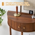 thumbnail image 5 of PHOYAL Fluted Half Moon Console Table with Drawers and Storage, Wooden Semi Circle End table with Shelf for Living Room, Half Round Side Table for Entryway Hallway, Walnut, 5 of 8